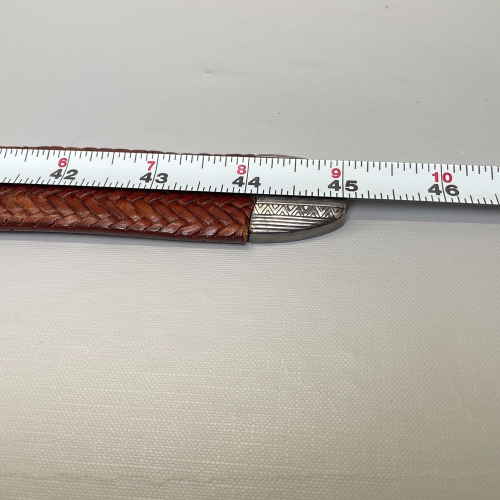 PING Brown Italian Leather Basketweave Belt Mens Size 38 Western Buckle - Picture 11 of 11